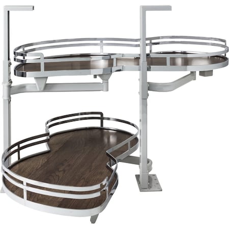 Hardware Resources 15" Polished Chrome and Walnut Blind Corner Swingout for Openings on the Left of the Blind BCSO215PCWD-LH